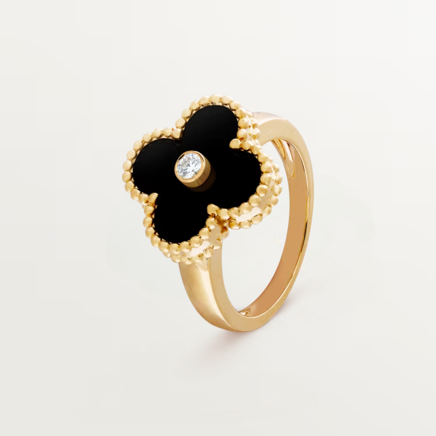 DIAMOND VINTAGE RING, ONYX, YELLOW GOLD