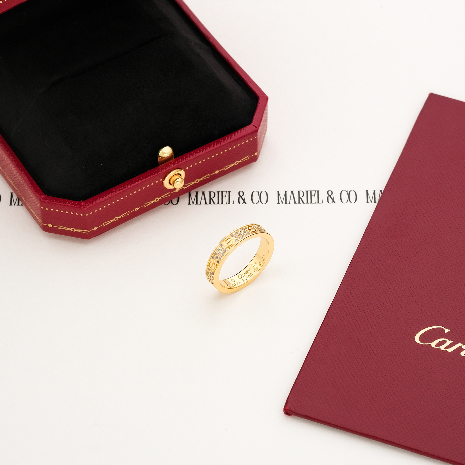 DIAMONDS PAVED LOVE RING, YELLOW GOLD