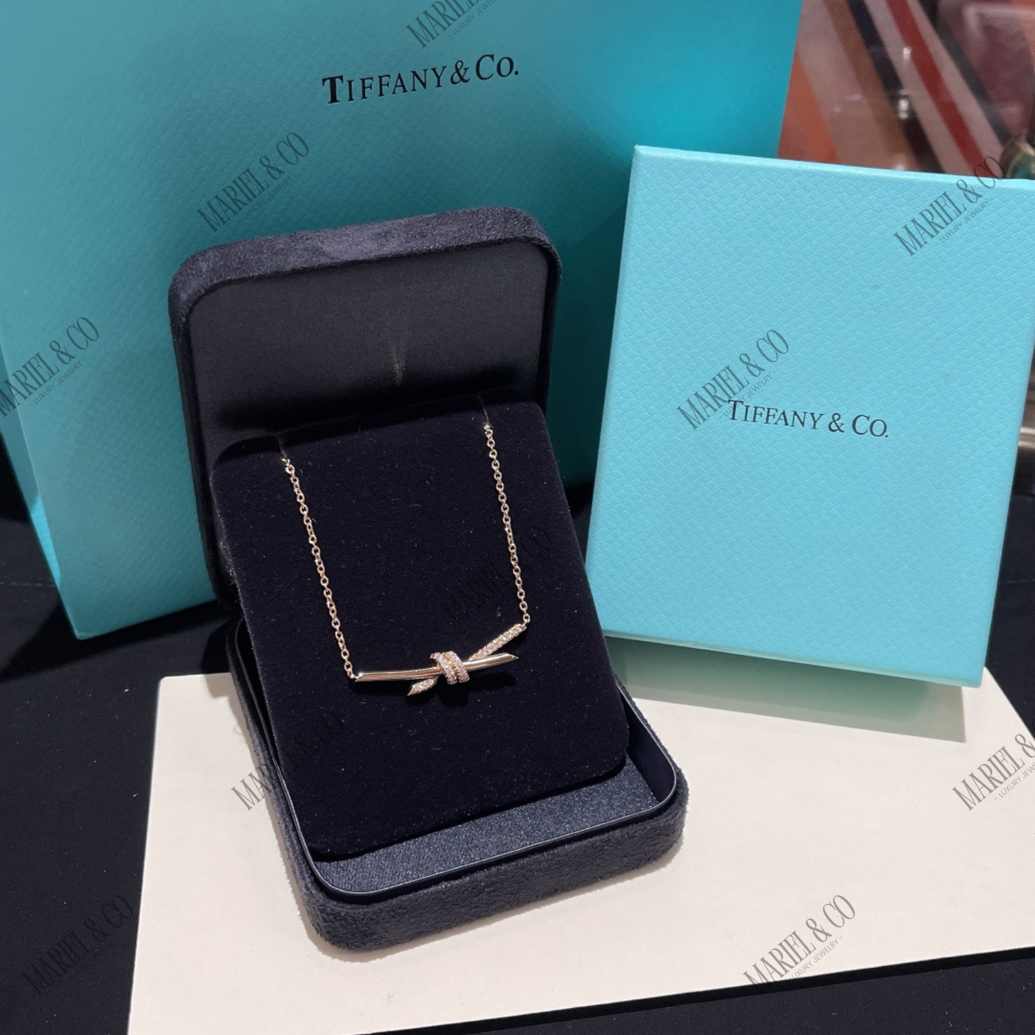 KNOT PENDANT WITH DIAMONDS, ROSE GOLD