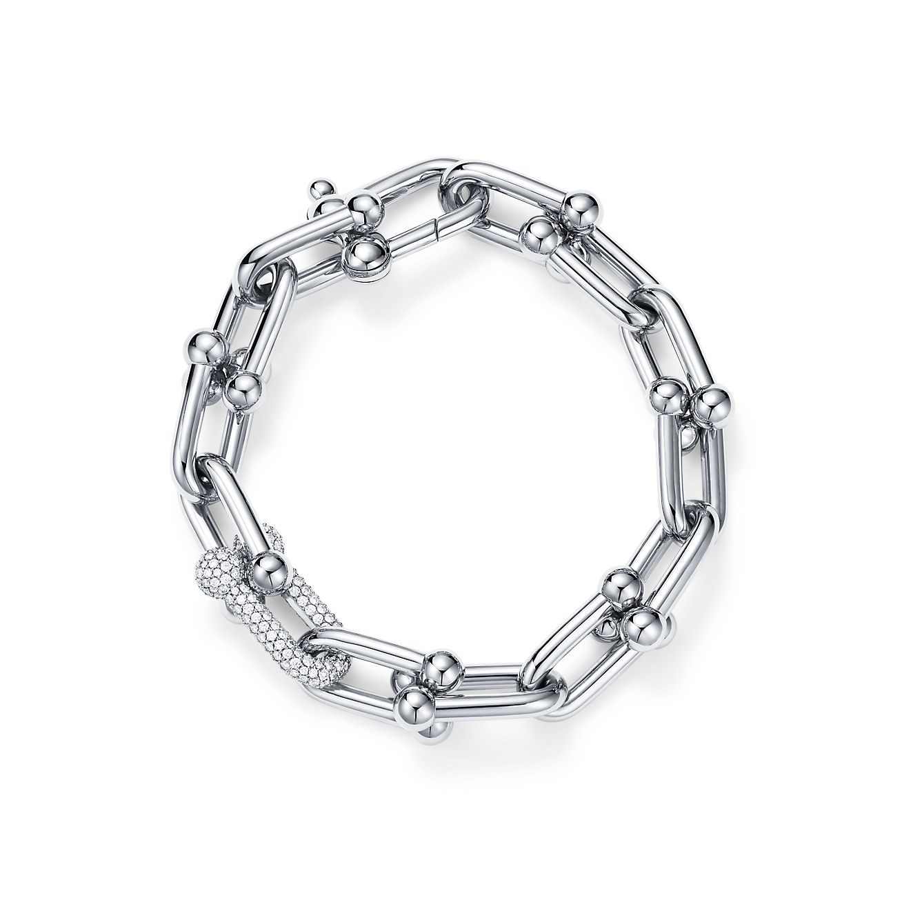 HARDWEAR LARGE LINK BRACELET WITH DIAMONDS, WHITE GOLD