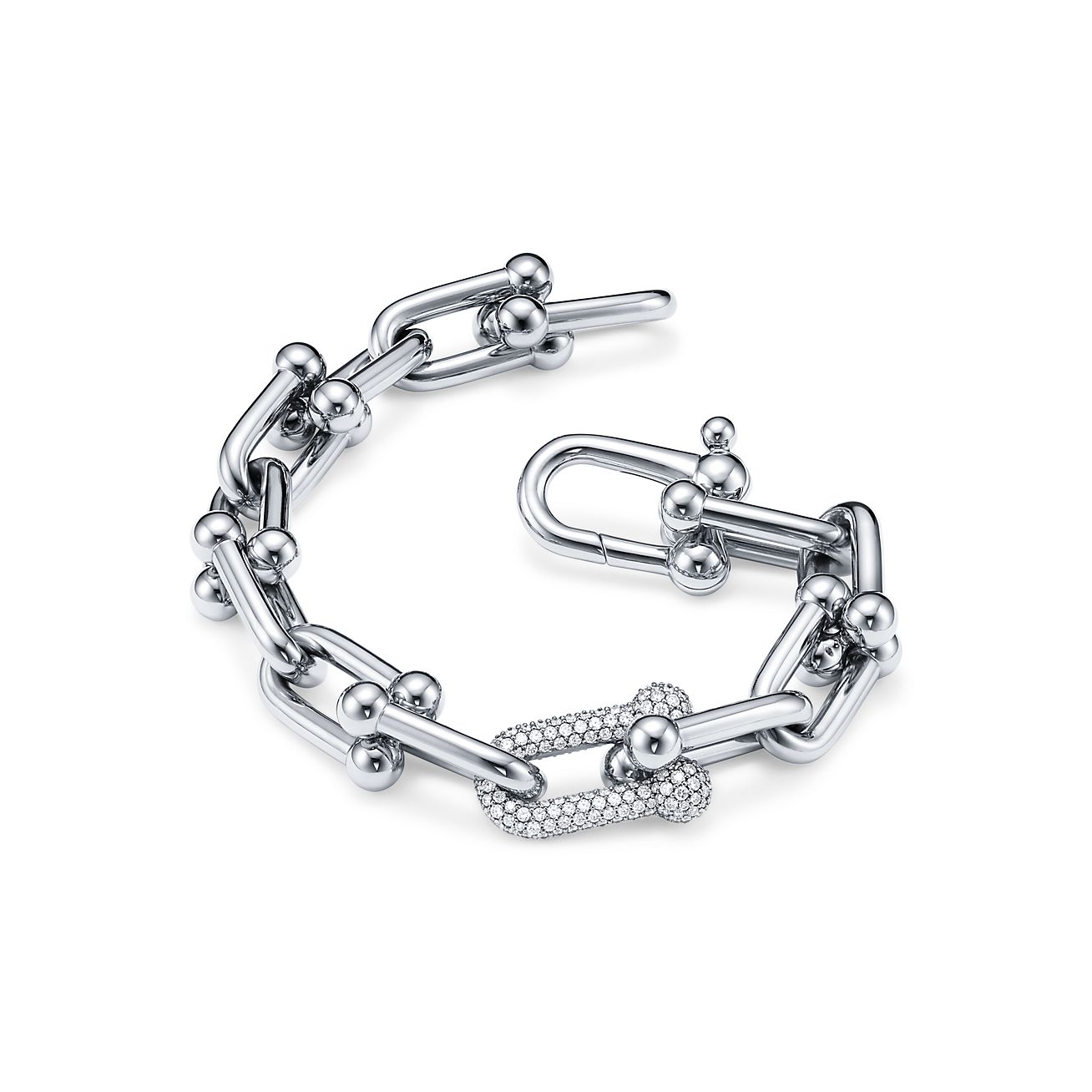 HARDWEAR LARGE LINK BRACELET WITH DIAMONDS, WHITE GOLD