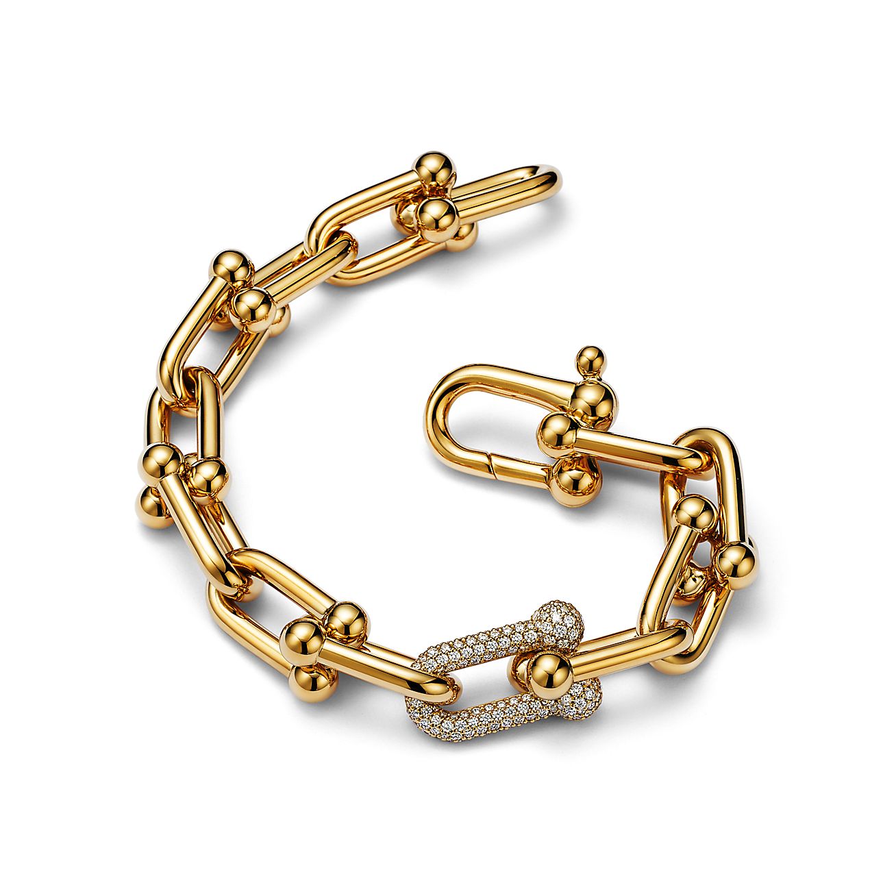 HARDWEAR LARGE LINK BRACELET WITH DIAMONDS, YELLOW GOLD