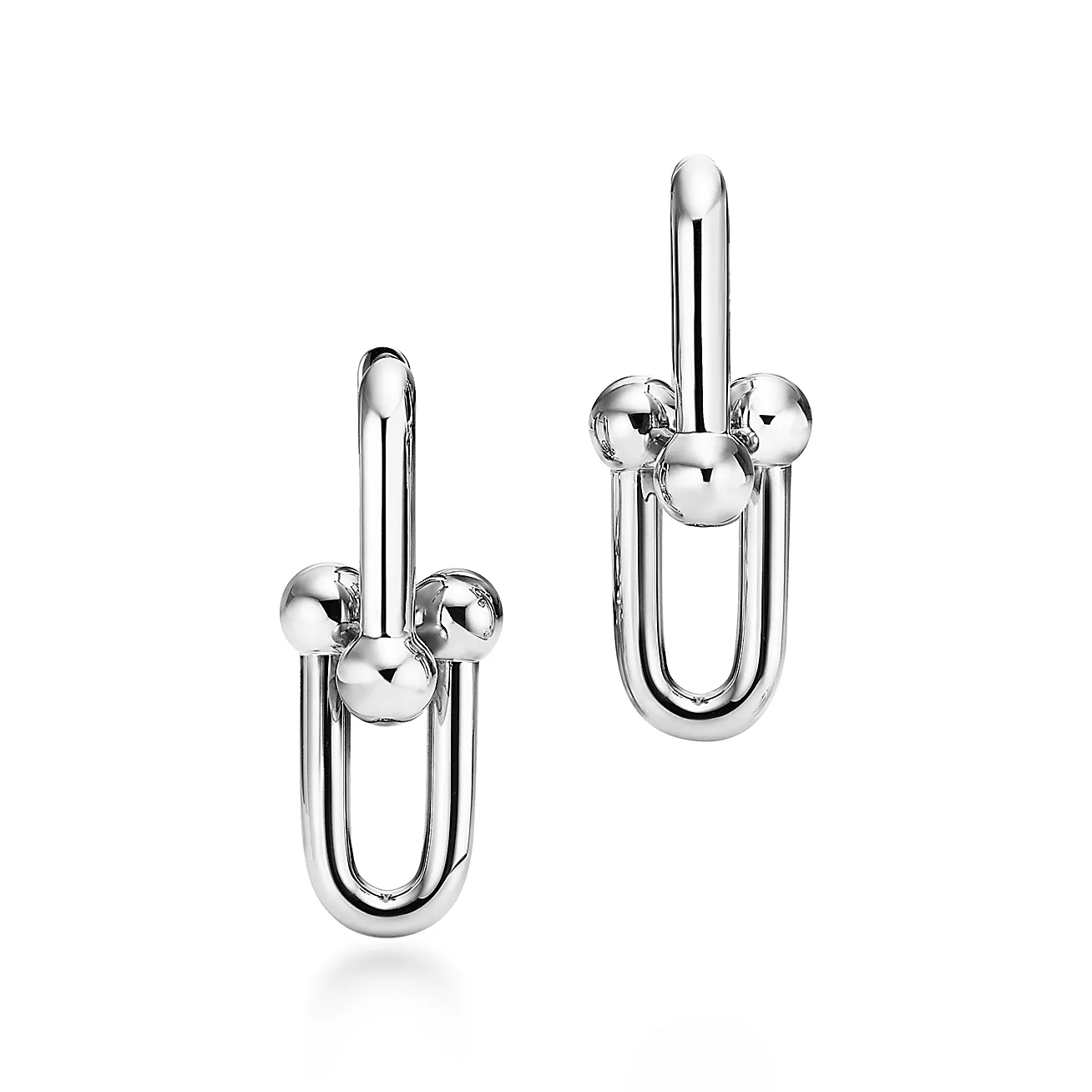 HARDWEAR LARGE LINK EARRINGS, WHITE GOLD