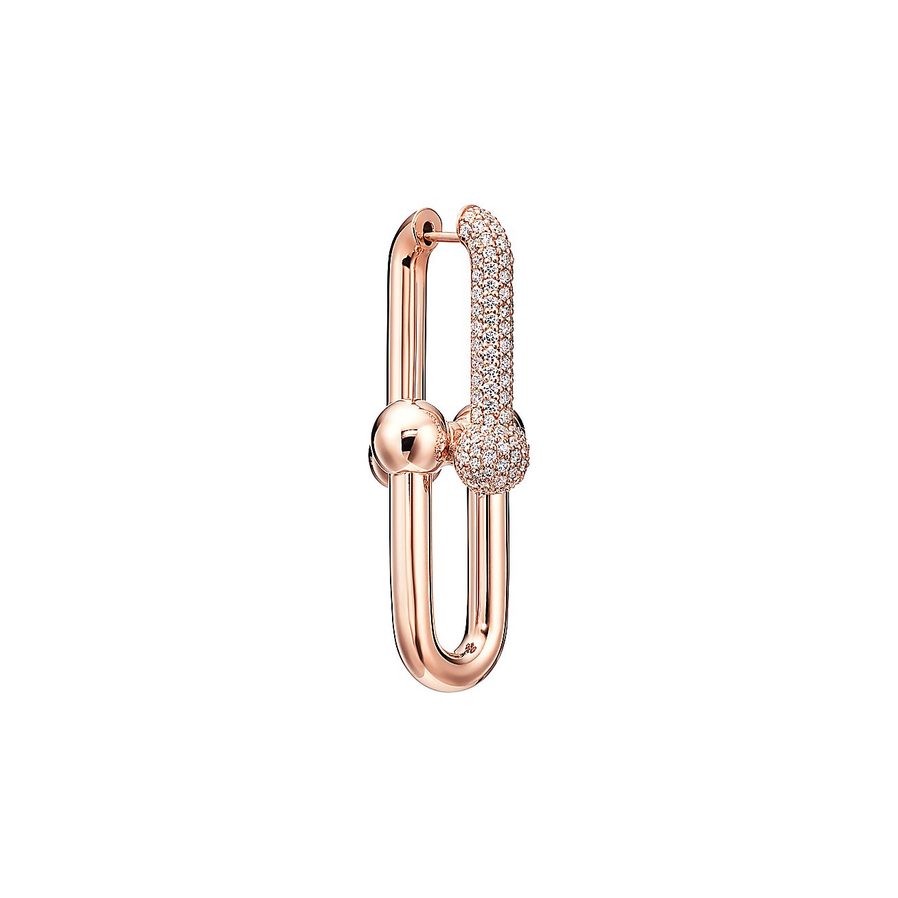 HARDWEAR LARGE LINK EARRINGS WITH PAVÉ DIAMONDS, ROSE GOLD