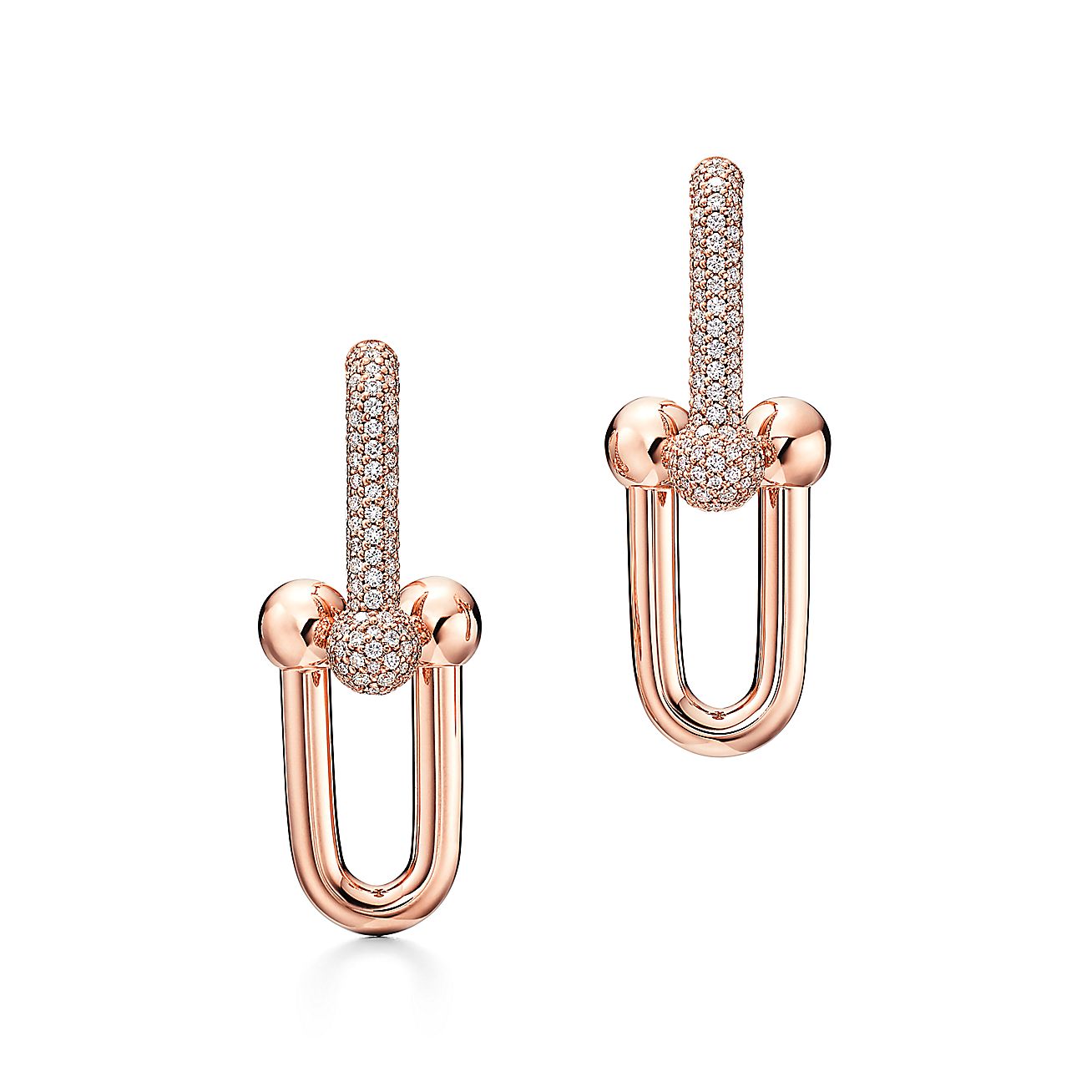 HARDWEAR LARGE LINK EARRINGS WITH PAVÉ DIAMONDS, ROSE GOLD