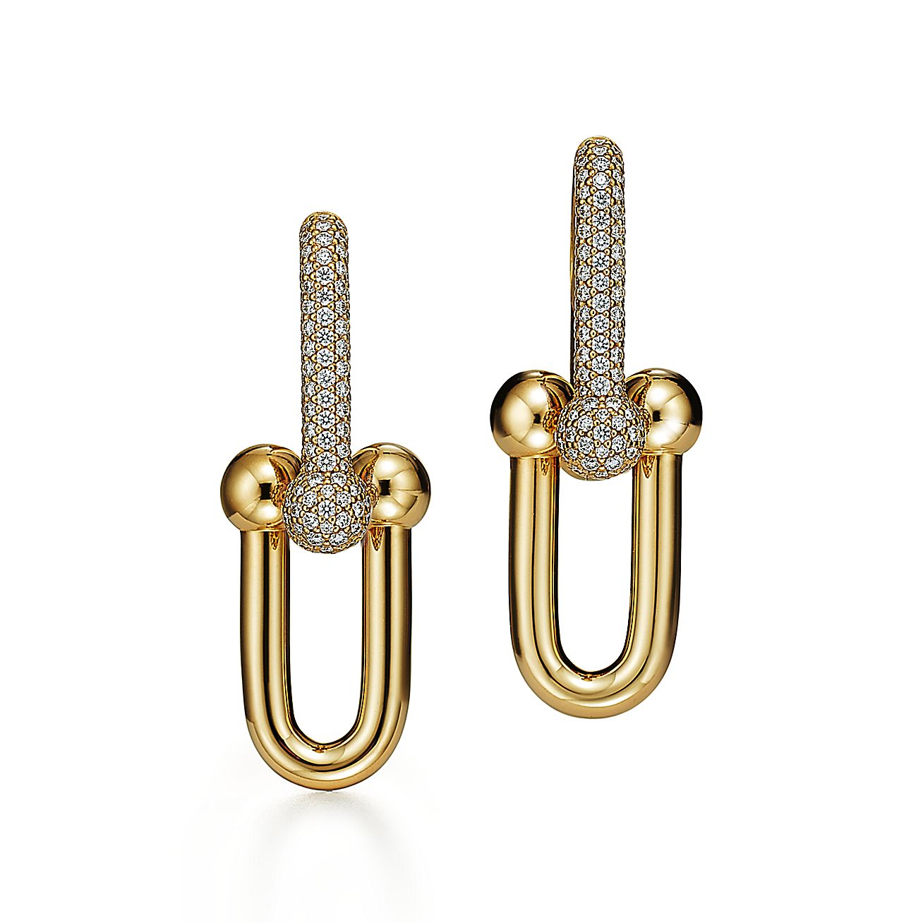 HARDWEAR LARGE LINK EARRINGS WITH PAVÉ DIAMONDS, YELLOW GOLD