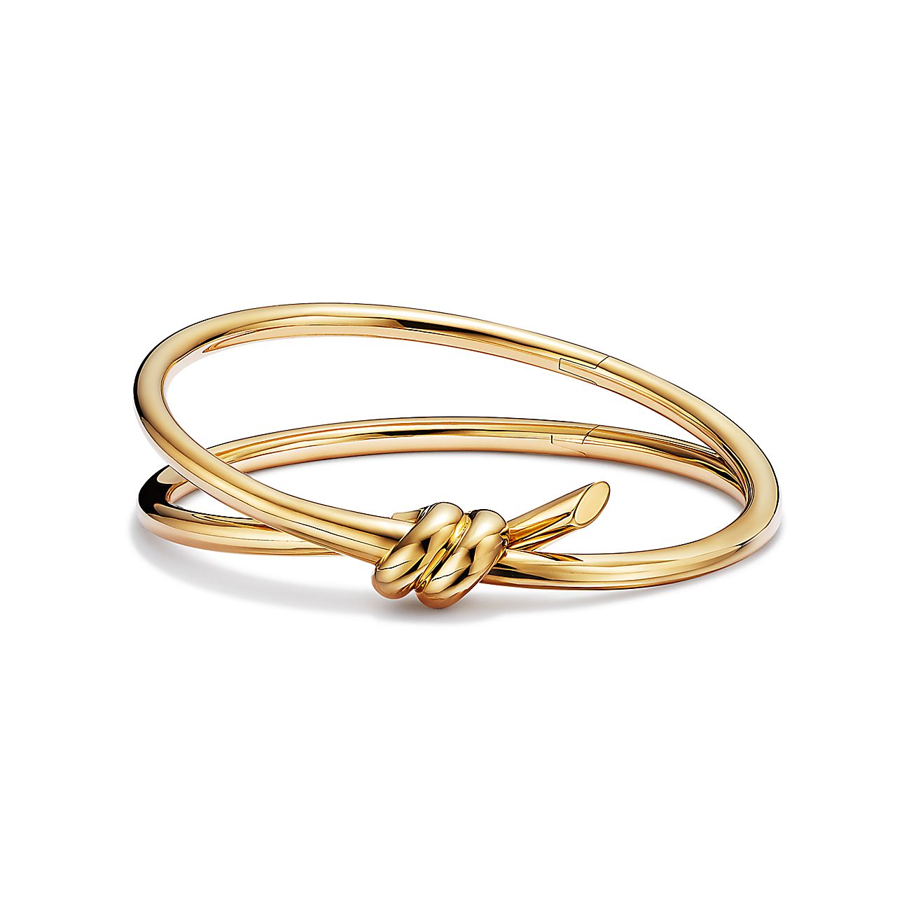 KNOT DOUBLE ROW HINGED BANGLE, YELLOW GOLD