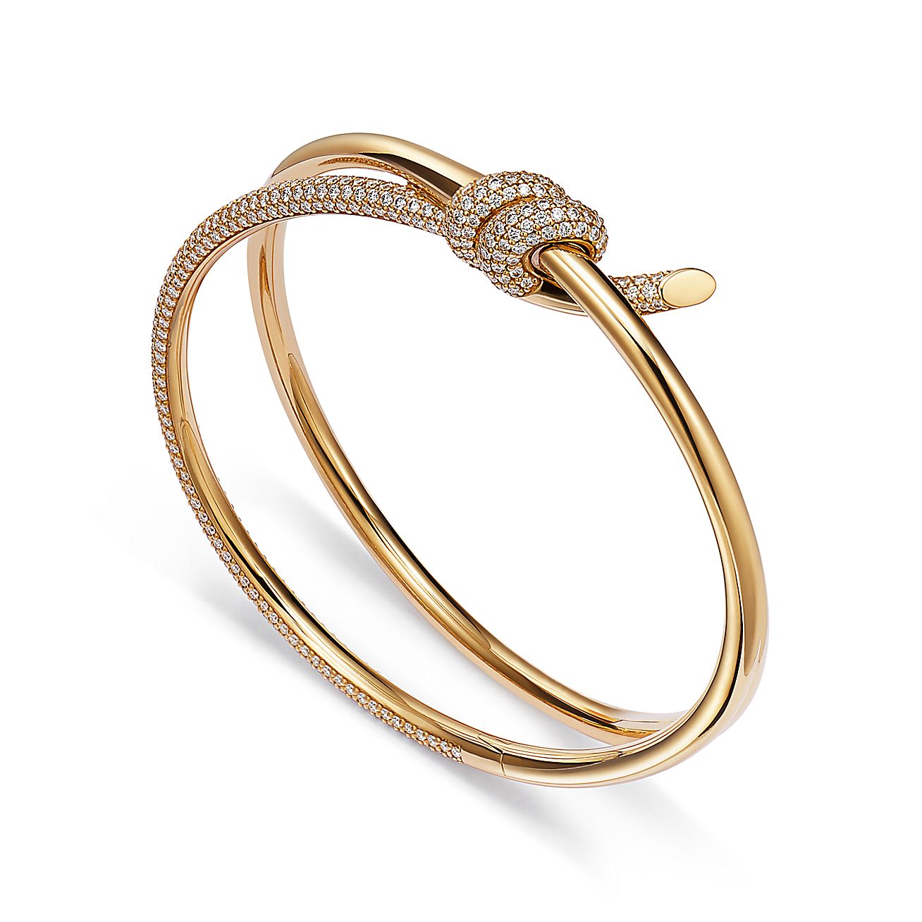 KNOT DOUBLE ROW BRACELET WITH DIAMONDS, YELLOW GOLD