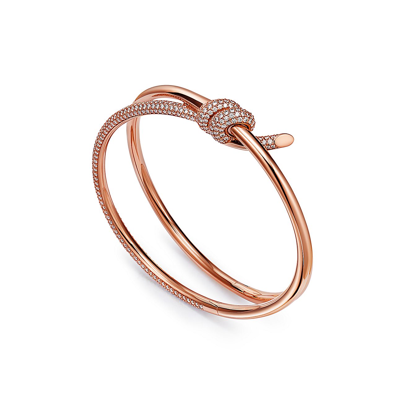 KNOT DOUBLE ROW BRACELET WITH DIAMONDS, ROSE GOLD