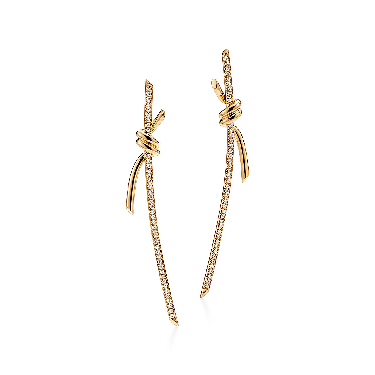 KNOT DROP EARRINGS WITH DIAMONDS, YELLOW GOLD