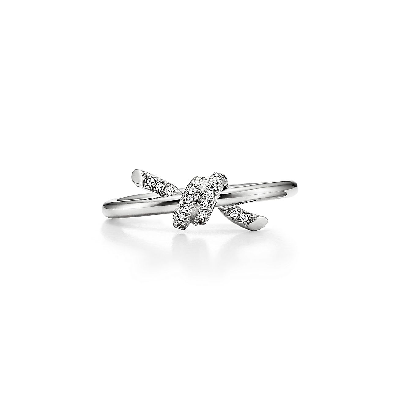 KNOT RING WITH DIAMONDS, WHITE GOLD