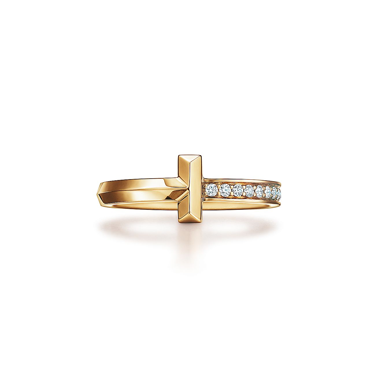 T T1 RING WITH DIAMONDS, YELLOW GOLD